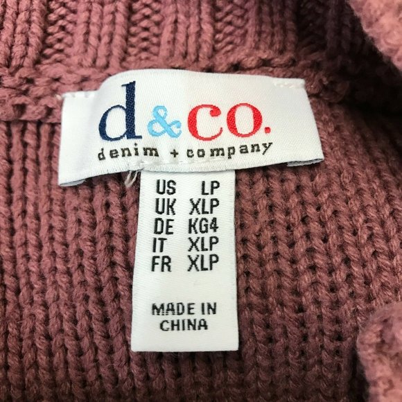 Denim & Co Mock Neck Cable Knit Pink Sweater PL - Picture 4 of 6